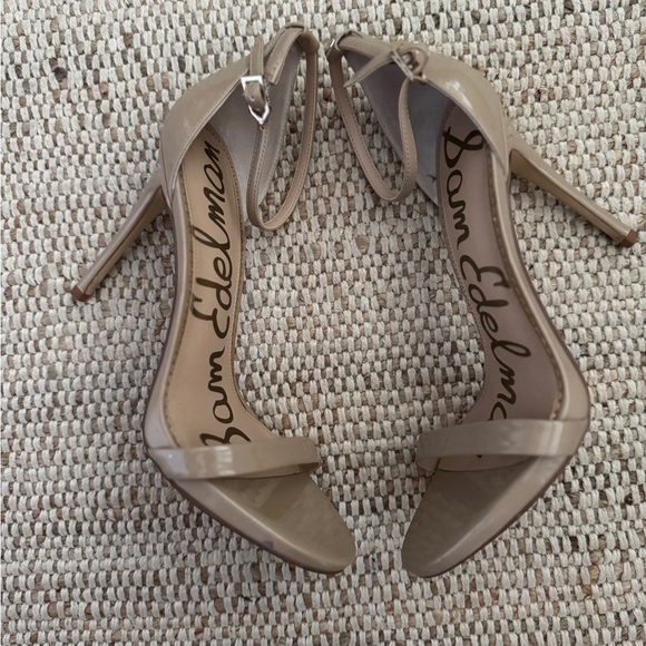 Sam Edelman Shoes - Sam Edelman ARIELLA Nude Patent Heels Size 10 Ankle Strap Dress Sandals